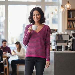 Michael Kors V Neck Long Sleeve 100/100 Cashmere Sweater XL